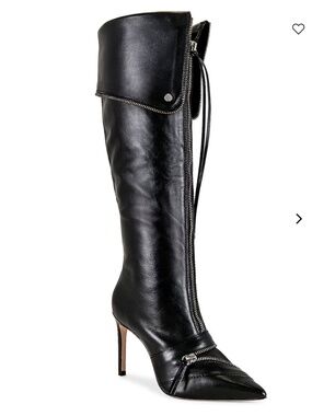 Schutz Arla Up Leather Knee High Boot in Black